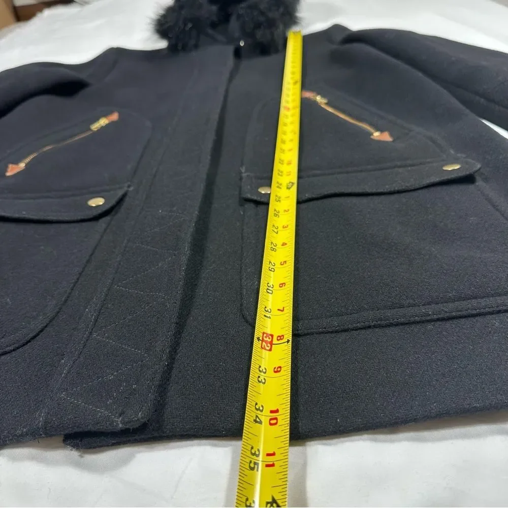 J Crew Chateau Parka In Italian Jacket Coat Womens 18 Black Hooded Stadium Cloth